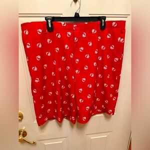 Golf America Shorts - Men's 40 - Red W/golf Balls Wearing Santa Hat